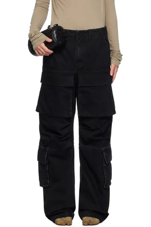 Entire Studios Pantalon cargo noir en denim épais