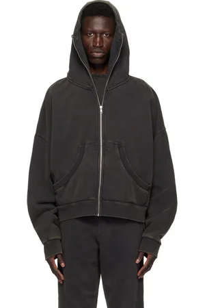 Entire Studios Pull à capuche noir à glissière prolongée