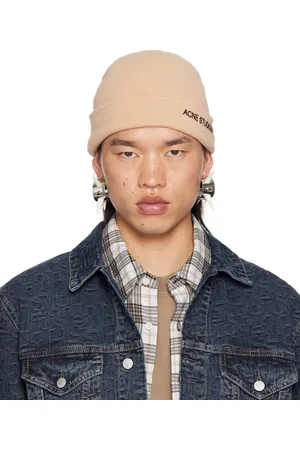 Acne Studios Bonnet beige à logo brodé