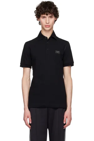 Dolce & Gabbana Polo noir à plaque à logo - Essential