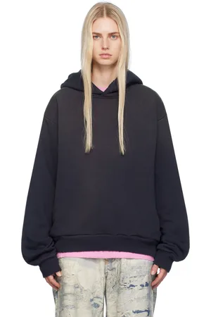 Acne Studios Pull à capuche noir à logo et texte imprimés