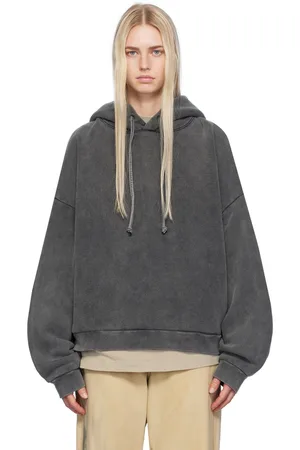Acne Studios Pull à capuche teint en plongée noir