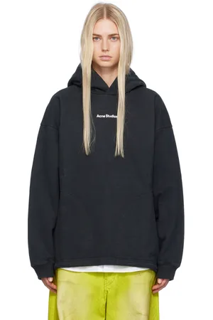 Acne Studios Pull à capuche noir à logo imprimé