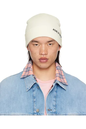 Acne Studios Bonnet blanc cassé à logo brodé