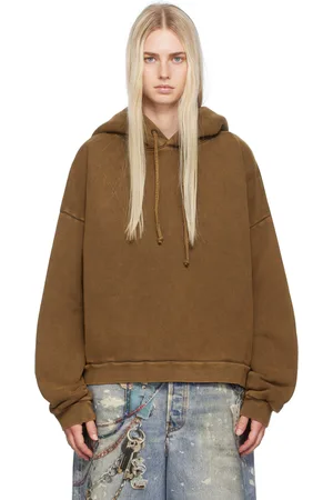 Acne Studios Pull à capuche teint en plongée brun clair