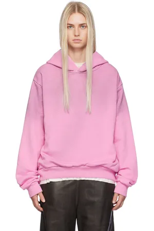 Acne Studios Pull à capuche rose à logo et texte imprimés