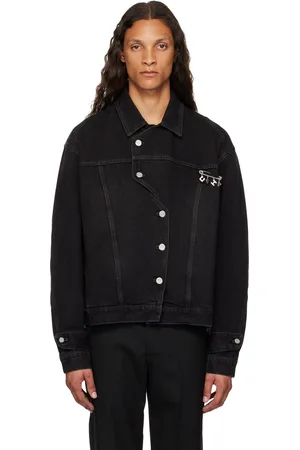 C2H4 Blouson Stagger noir en denim à patte asymétrique