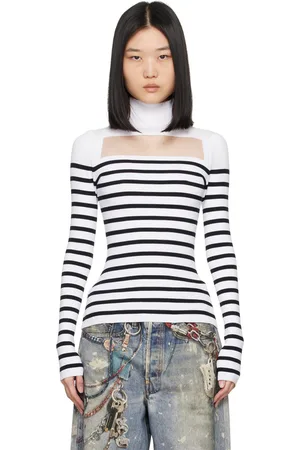 Jean Paul Gaultier Col roulé blanc à rayures marinières - Fashion Fiction
