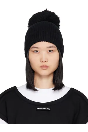 Jean Paul Gaultier Bonnet noir à pompon - Fashion Fiction