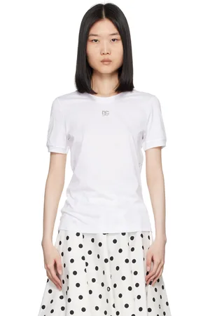 Dolce & Gabbana T-shirt blanc à logo DG à ornements facettés