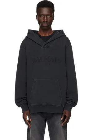 Balmain Pull à capuche noir à logo