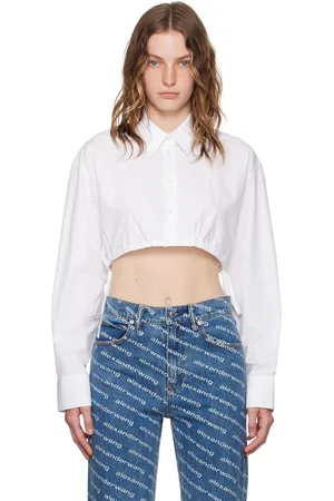 Alexander Wang Chemise écourtée blanche à cordons coulissants
