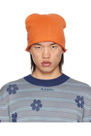 Marni Bonnet orange à logo en mohair