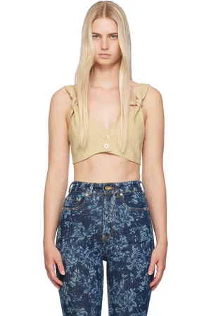 Ganni Débardeur façon tailleur beige