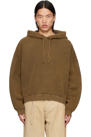 Acne Studios Pull à capuche brun à écusson à logo
