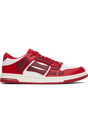 AMIRI Baskets basses rouge et blanc à appliqués Skel Top