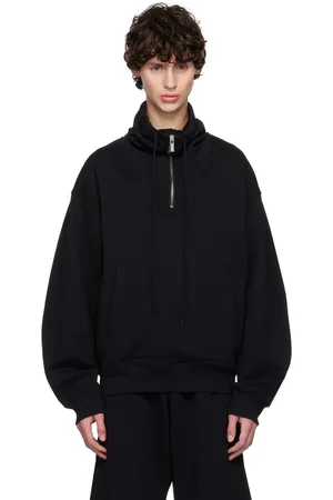 Helmut Lang Pull molletonné noir à col cheminée