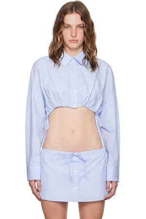 Alexander Wang Chemise écourtée bleue à cordons coulissants