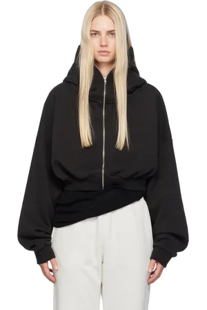Entire Studios Pull à capuche écourté noir à glissière