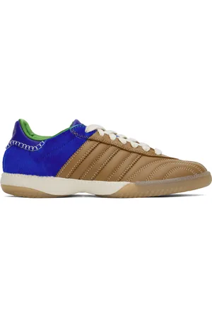 WALES BONNER Baskets Samba Millennium brun et bleu à panneaux en poil de veau édition adidas Originals