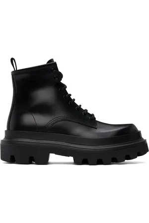 Dolce & Gabbana Bottines de randonnée noires en cuir de veau