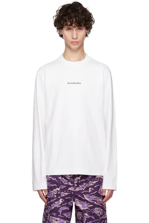 Acne Studios T-shirt à manches longues blanc à logo imprimé