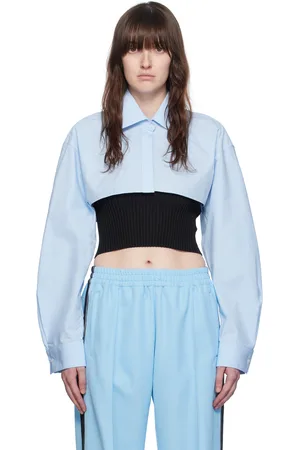 Alexander Wang Chemise bleue à empiècement de style débardeur noir