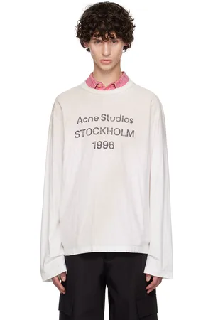 Acne Studios T-shirt à manches longues blanc à logo imprimé