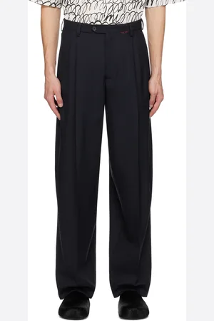 Marni Pantalon bleu marine à plis