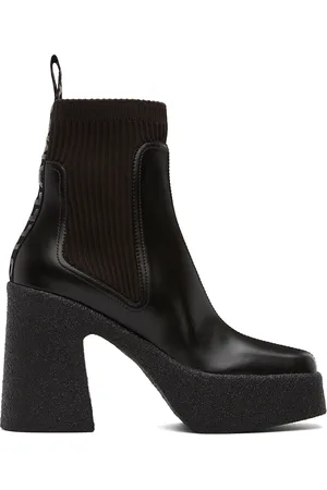 Stella McCartney Bottes à talon bottier brunes à col de style chaussette - Skyla