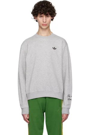 WALES BONNER Pull molletonné gris à col ras du cou édition adidas Originals