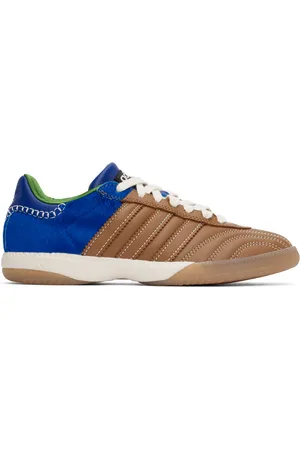 WALES BONNER Baskets Samba Millennium brun et bleu à panneaux en poil de veau édition adidas Originals