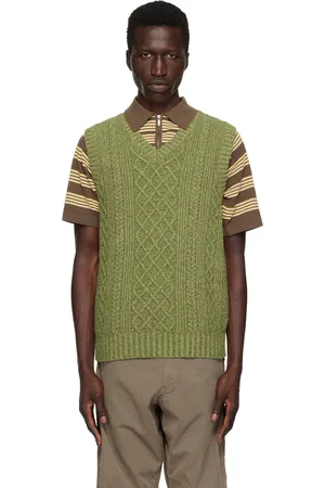 Beams Gilet vert en tricot irlandais