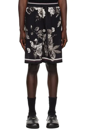Dolce & Gabbana Short noir en soie à motif fleuri imprimé