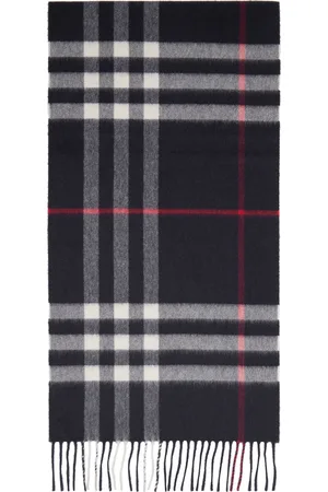 Burberry Écharpe bleu marine en cachemire à carreaux