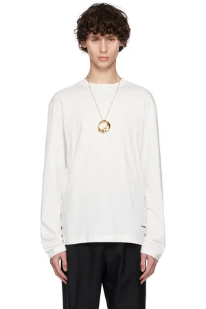Jil Sander Ensemble de trois t-shirts à manches longues blancs à écusson à logo