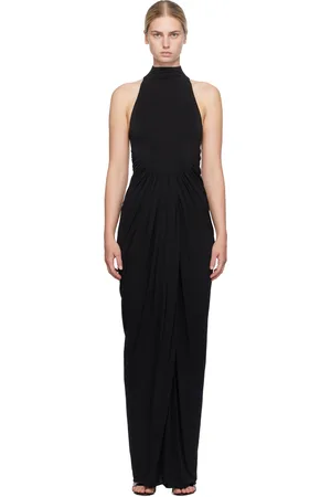 Alaïa Robe longue drapée noire