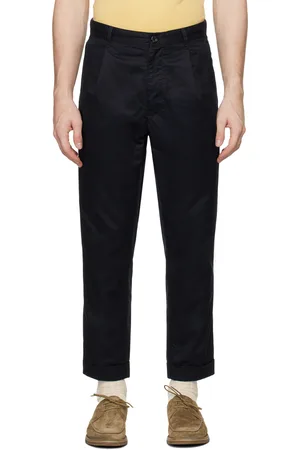 Beams Pantalon 80/3 bleu marine à plis