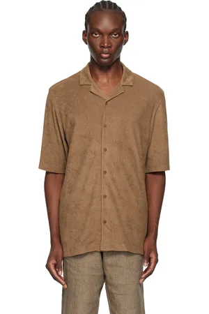 Sunspel Chemise brune en tissu éponge