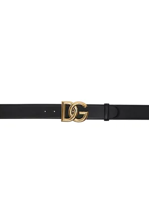 Dolce & Gabbana Ceinture noire en cuir de veau à ferrure à logo DG