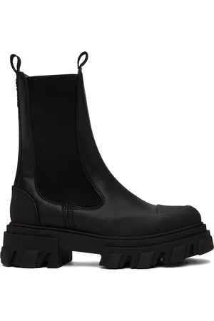 Ganni Bottes chelsea hauteur mollet noires à semelle à crampons