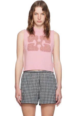 Ganni Gilet rose en laine mélangée