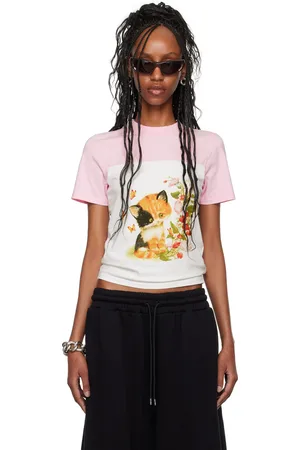 LU’U DAN T-shirt écourté rose et blanc