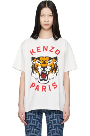 Kenzo T-shirt blanc cassé à image de tigre