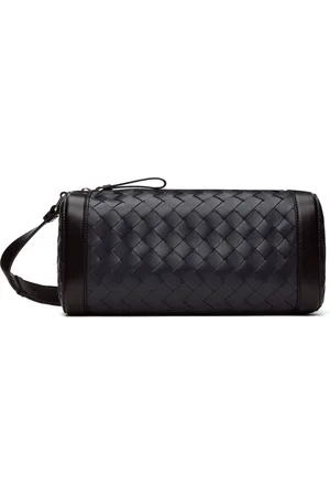 Bottega Veneta Sac Brick bleu marine et noir tissé façon intrecciato