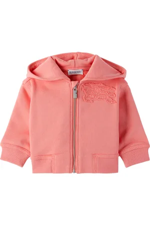Burberry Bébé | Pull à capuche rose à glissière et à emblème du cavalier