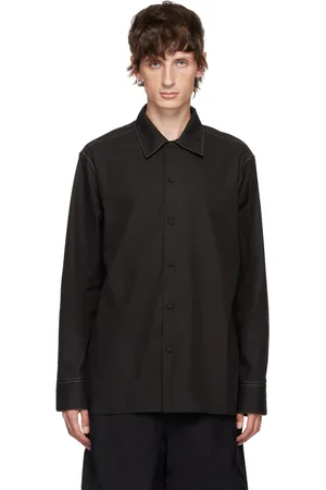 Jil Sander Chemise noire à piqures contrastantes