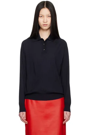 Bottega Veneta Polo bleu marine à coutures visibles