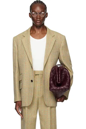 Bottega Veneta Veston beige à motif Prince-de-Galles modifié