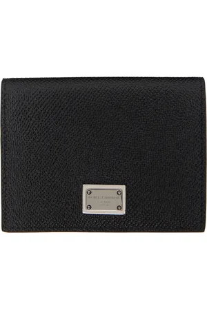 Dolce & Gabbana Porte-carte noir en cuir de veau à plaque à logo
